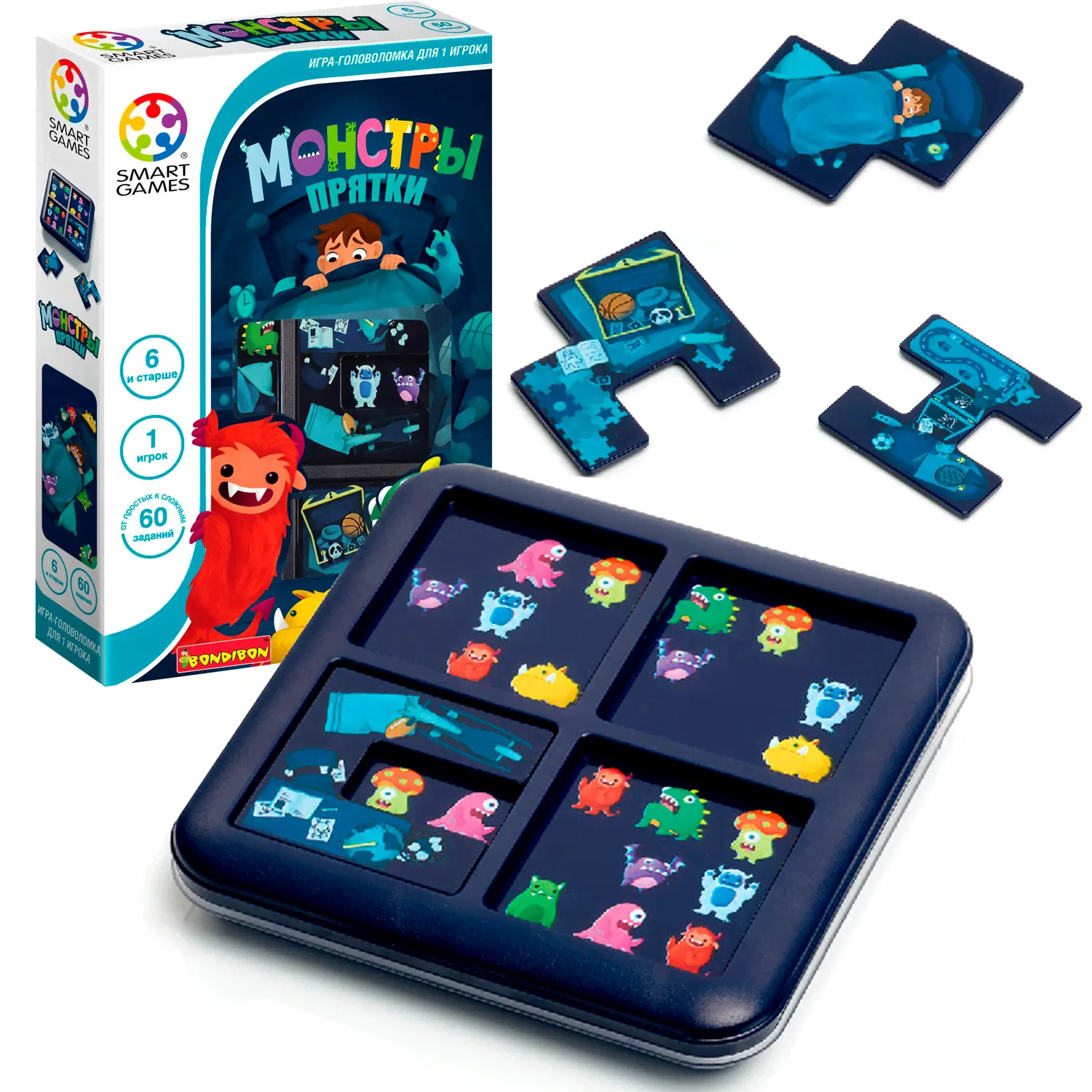 Логическая настольная игра "МОНСТРЫ ПРЯТКИ" Smart Games Bondibon (арт. ВВ5266)
