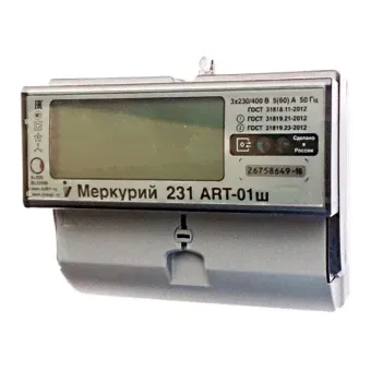 Электросчетчик Меркурий 231 ART-01 Ш 3*230/400В; 5(60)А; кл. т. 1.0/2.0; Многотарифный; CAN; ЖКИ; 3 винта, арт.: 999840