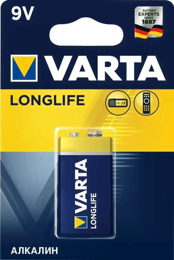 Элемент питания Varta 4122.113.411 LONGLIFE 6LR61/6F22 BL1 (арт. 15386)-0