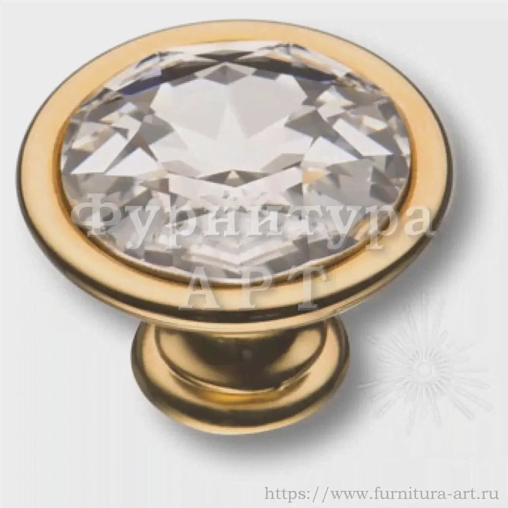 Ручка-кнопка, 20*d=35 мм, цвет swarovski золото глянец, арт. 27.35.19 SWA