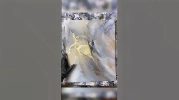 Мраморная флюид-арт-картина спиртовыми чернилами с золотом на холсте | gold marble ink-fluid art