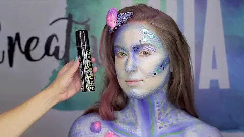 Mermaid. Макияж русалки, боди-арт аквагримом.